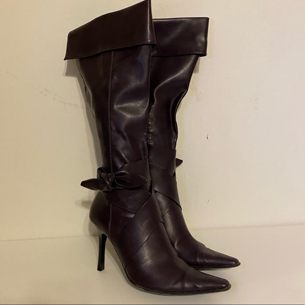 Eggplant purple stiletto boots